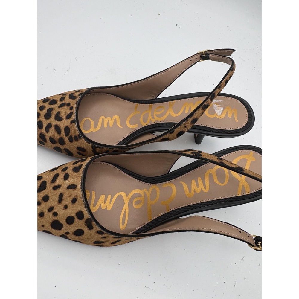 Sam Edelman Shoes Womens Size 6 Brown Leopard Fur Slingback Kitten Heels Pumps